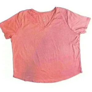 J. Jill Perfect Pima V-Neck Tee Sz 2X Pink 100% Supima Cotton *FLAW*